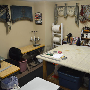 Interior view of the Custom Coverings workroom.